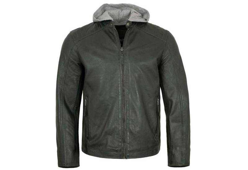 Jilani Lederjacke Razor-2 Jilani - Herren Lederjacke Kapuze Lammnappa petrol grün von Jilani