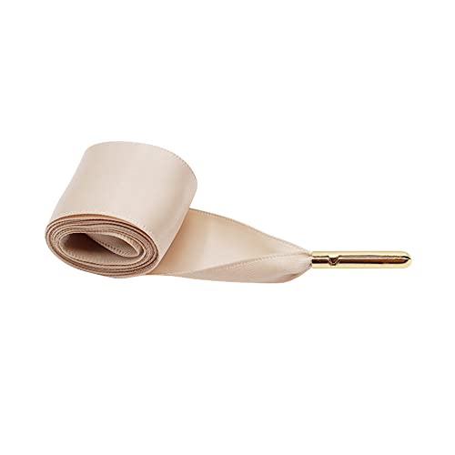 Jilibaba Flache Satinband-Schnürsenkel, 2,5 cm breit, weiche Seide, Schnürsenkel mit goldenen Metallspitzen für Mädchen, Skate, Sportschuhe, Freizeitschuhe, hellkhaki, 120 cm von Jilibaba