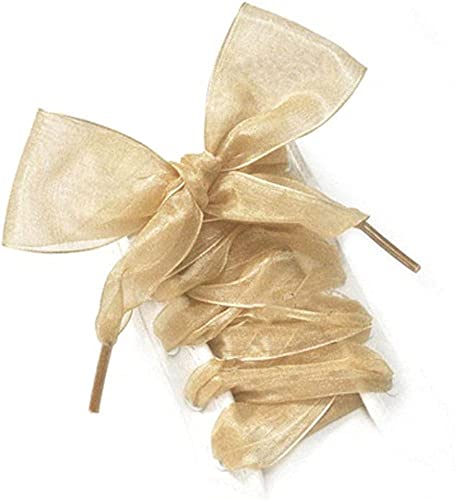 Jilibaba Schnürsenkel, flache Chiffon-Satinband, Schnürsenkel, 4 cm breit, Organza-Schnürsenkel für Erwachsene, Kinder, Skate, Sportschuhe, Freizeitschuhe, Gold, 110 cm von Jilibaba