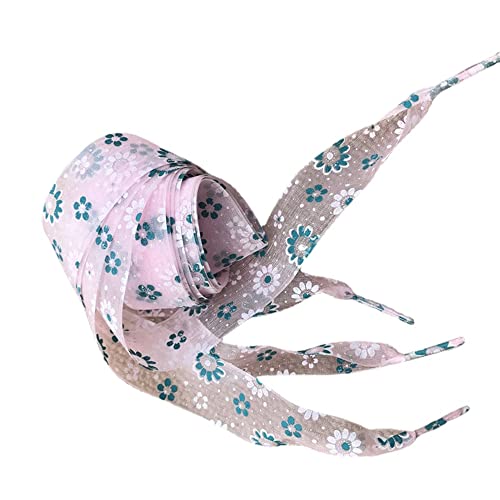 Jilibaba Schnürsenkel Blume Flaches Chiffon Satinband Organza Schnürsenkel 2,5 cm breit Turnschuhe Schnürsenkel für Erwachsene Kinder Freizeitschuhe Hellrosa 120 cm von Jilibaba