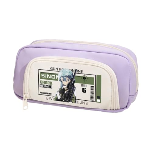 Anime Kirigaya Kazuto Federmäppchen für Studenten Yuuki Asuna AsadaShino Stifttasche Große Kapazität Cartoon Drucke Bleistifttasche Reißverschluss Bleistiftbox Schule Geschenke für Jungen Mädchen von Jilijia