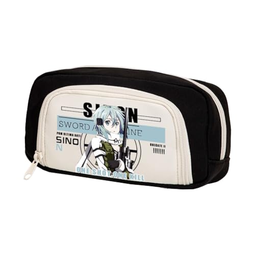 Anime Kirigaya Kazuto Federmäppchen für Studenten Yuuki Asuna AsadaShino Stifttasche Große Kapazität Cartoon Drucke Bleistifttasche Reißverschluss Bleistiftbox Schule Geschenke für Jungen Mädchen von Jilijia