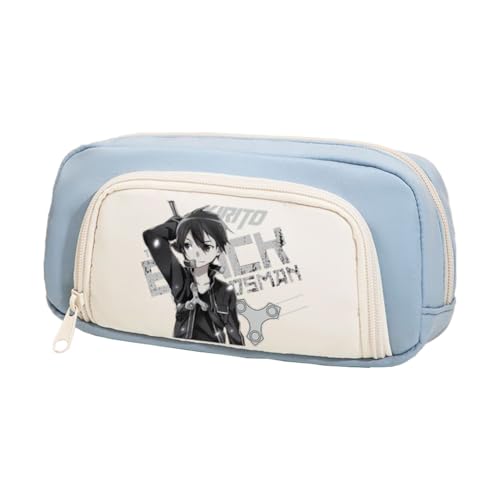 Anime Kirigaya Kazuto Federmäppchen für Studenten Yuuki Asuna AsadaShino Stifttasche Große Kapazität Cartoon Drucke Bleistifttasche Reißverschluss Bleistiftbox Schule Geschenke für Jungen Mädchen von Jilijia