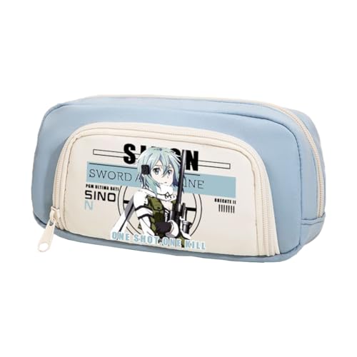 Anime Kirigaya Kazuto Federmäppchen für Studenten Yuuki Asuna AsadaShino Stifttasche Große Kapazität Cartoon Drucke Bleistifttasche Reißverschluss Bleistiftbox Schule Geschenke für Jungen Mädchen von Jilijia