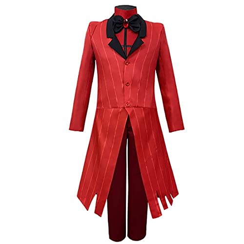 Hazbin Hotel Cosplay Alastor & Blitzo Smoking Anzug Engel Staub Spielanzug Kleid Halloween Party Kostüm für Erwachsene Herren & Damen, Alastor-Rot, XL von Jilijia