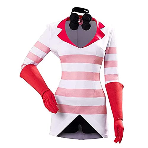 Hazbin Hotel Cosplay Alastor & Blitzo Smoking Anzug Engel Staub Spielanzug Kleid Halloween Party Kostüm für Erwachsene Männer & Frauen, Angel Dust, XXXL von Jilijia