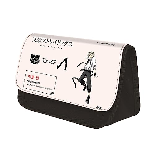 Jilijia Anime Bungo Stray Dogs Federmäppchen mit Reißverschluss Anime Federmäppchen Große Kapazität Schreibwaren Organizer Bleistiftbox für Schulstudenten Jungen Mädchen von Jilijia