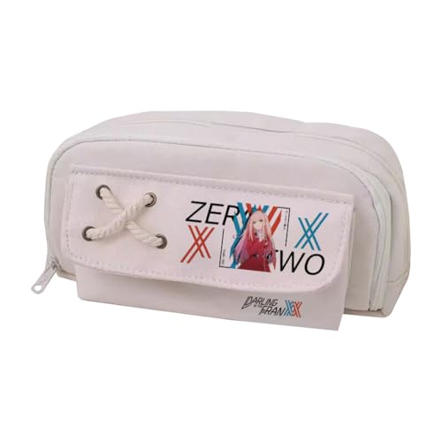 Jilijia Anime Federmäppchen 02 Zero Two Character Cartoon Prints Stifttasche mit Doppelreißverschluss, niedliches Federmäppchen, Organizer für Jungen, Mädchen, Teenager, Typ 22, 21*11cm, Federmäppchen von Jilijia