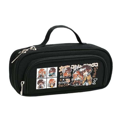 Jilijia Anime Federmäppchen Dazai Osamu Nakahara Chuuya Stifteetui BSD Cartoon-Drucke Federmäppchen Teenager Reißverschluss Große Kapazität Student Schreibwaren Tasche für Schule Büro, Typ 6, 21*6*9cm von Jilijia