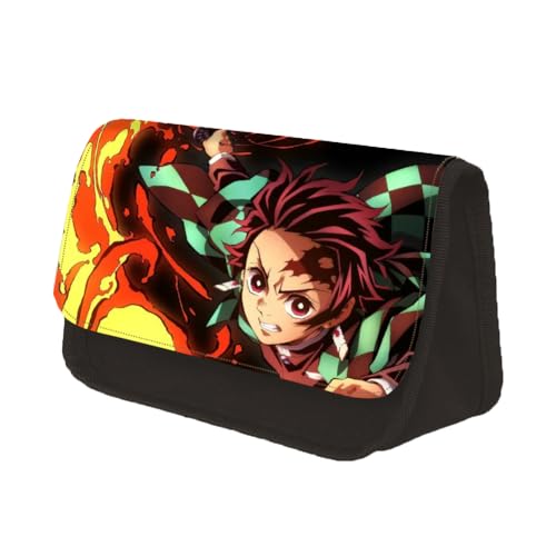Jilijia Anime Kamado Tanjiro/Kamado Nezuko/Kochou Shinobu Federmäppchen Doppelreißverschlüsse Federmäppchen Große Kapazität Schreibwaren Tasche Cartoon Aufbewahrung Stifttasche für Teenager Junge von Jilijia