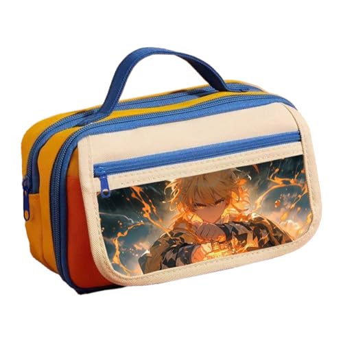Jilijia Anime Kamado Tanjiro Federmäppchen Tomioka Giyuu/Hashibira Inosuke Stifteetui Cartoon Drucke Große Kapazität Schreibwaren Box für Studenten Teenager Büro Schule Geschenke, Typ 12, 21.5*8*12cm von Jilijia
