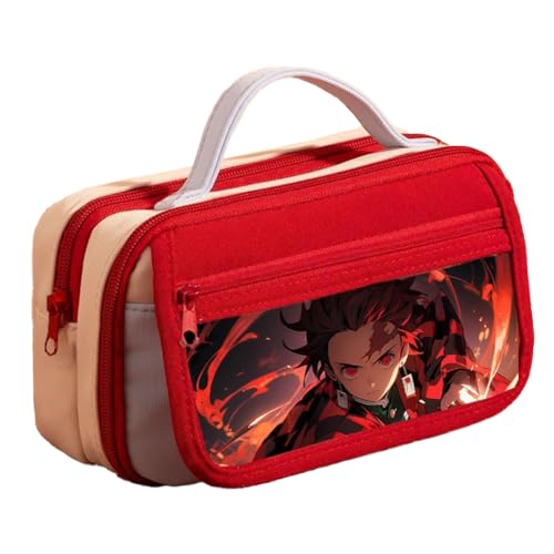 Jilijia Anime Kamado Tanjiro Federmäppchen Tomioka Giyuu/Hashibira Inosuke Stifteetui Cartoon Drucke Große Kapazität Schreibwaren Box für Studenten Teenager Büro Schule Geschenke, Typ 5, 21.5*8*12cm von Jilijia