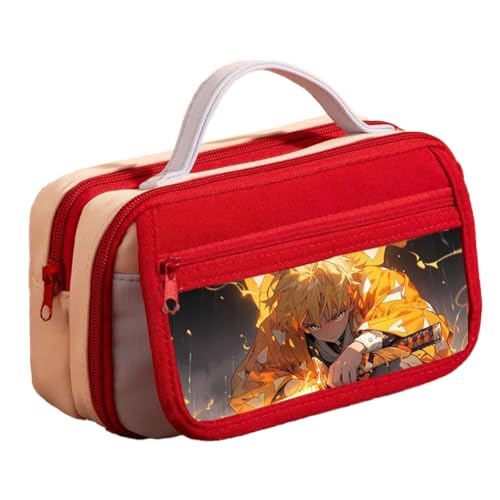 Jilijia Anime Kamado Tanjiro Federmäppchen Tomioka Giyuu/Hashibira Inosuke Stifteetui Cartoon Drucke Große Kapazität Schreibwaren Box für Studenten Teenager Büro Schule Geschenke, Typ 6, 21.5*8*12cm von Jilijia