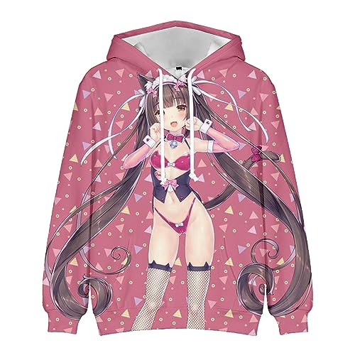 Jilijia Anime Nekopara Hoodie 3D Printed Cartoon Hoodies Chocola and Vanilla Cosplay Langarm Sweatshirt Unisex Sport Tops, Typ 1, M von Jilijia