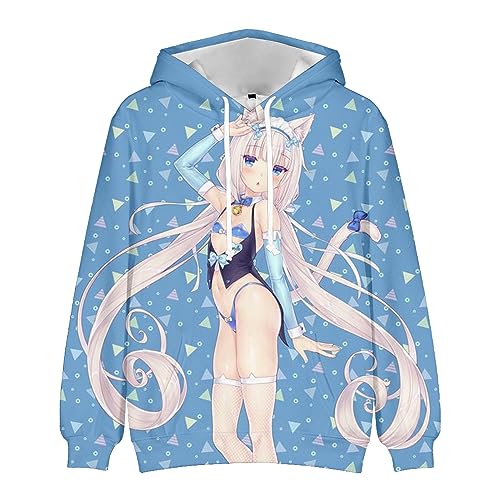 Jilijia Anime Nekopara Hoodie 3D Printed Cartoon Hoodies Chocola and Vanilla Cosplay Langarm Sweatshirt Unisex Sport Tops, Typ 2, M von Jilijia