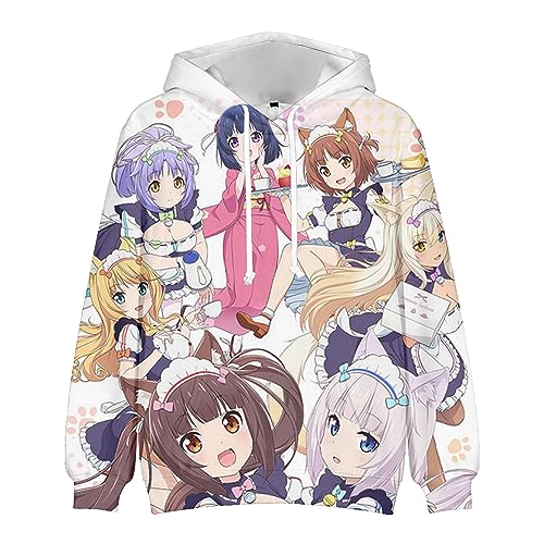 Jilijia Anime Nekopara Hoodie 3D Printed Cartoon Hoodies Chocola and Vanilla Cosplay Langarm Sweatshirt Unisex Sport Tops, Typ 5, L von Jilijia