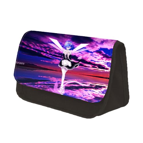 Jilijia Anime Re:0 Federmäppchen Rem/Ram Cartoon Doppelreißverschlüsse Federmäppchen Große Kapazität Schreibwaren Tasche Aufbewahrungstasche für Teenager Junge Mädchen Geschenke, Typ 3, 22x13x7.5CM, von Jilijia