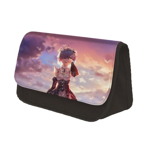 Jilijia Anime Re:0 Federmäppchen Rem/Ram Cartoon Doppelreißverschlüsse Federmäppchen Große Kapazität Schreibwaren Tasche Aufbewahrungstasche für Teenager Junge Mädchen Geschenke, Typ 5, 22x13x7.5CM, von Jilijia