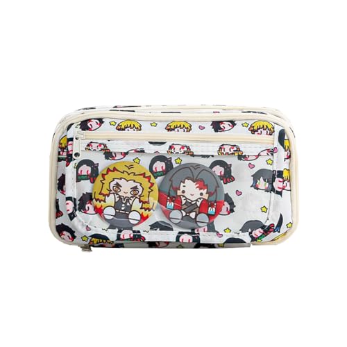 Jilijia Anime Stiftetasche Kochou Shinobu Federmäppchen Tomioka Giyuu/Kamado Tanjiro bedruckte Aufbewahrung Bleistifttasche Studenten Schreibwaren Tasche Eröffnungszeit Schulbedarf, Typ 2, 21.5x12CM von Jilijia