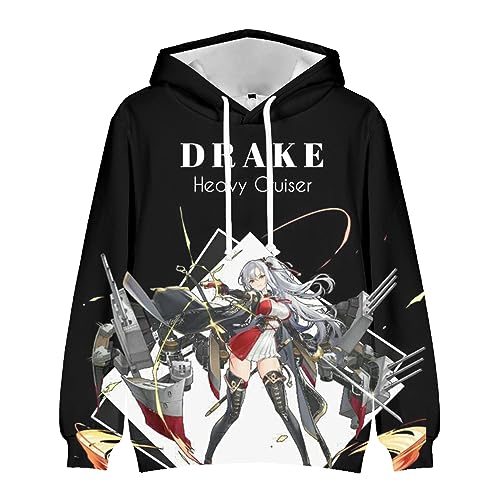 Jilijia Azur Lane Hoodie 3D Druck Muster Sweatshirt für Damen Herren Anime Cosplay Langarm Cartoon Sweatshirt Pullover Hoodies, Typ 3, XL von Jilijia