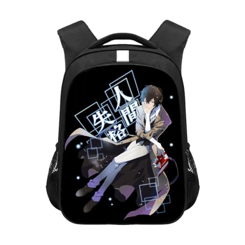 Jilijia Bungo Stray Dogs Anime Rucksack Dazai Osamu/Nakahara Chuuya/Ryunosuke 3D-Druck Schultasche Casual Canvas Rucksack für Mädchen Jungen, Dazai Osamu, 30.5*16*44CM von Jilijia