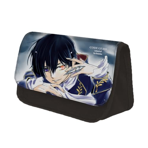 Jilijia Code Geass Lelouch of The Rebellion Federmäppchen, Anime, Doppelreißverschluss, großes Fassungsvermögen, Schreibwarentasche, Cartoon-Aufbewahrung, Stifttasche für Teenager, Jungen, Mädchen, von Jilijia