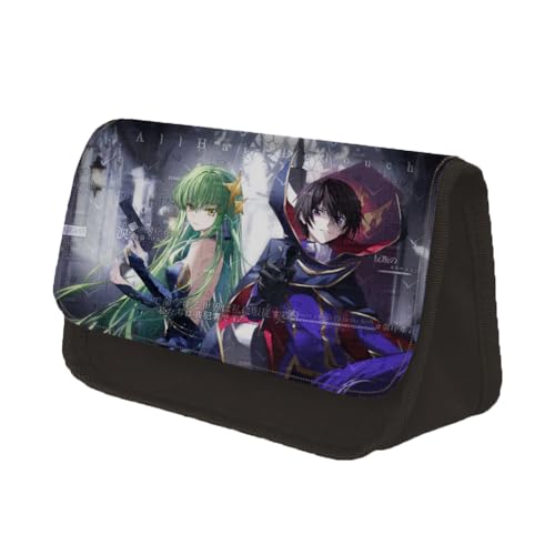 Jilijia Code Geass Lelouch of The Rebellion Federmäppchen, Anime, Doppelreißverschluss, großes Fassungsvermögen, Schreibwarentasche, Cartoon-Aufbewahrung, Stifttasche für Teenager, Jungen, Mädchen, von Jilijia
