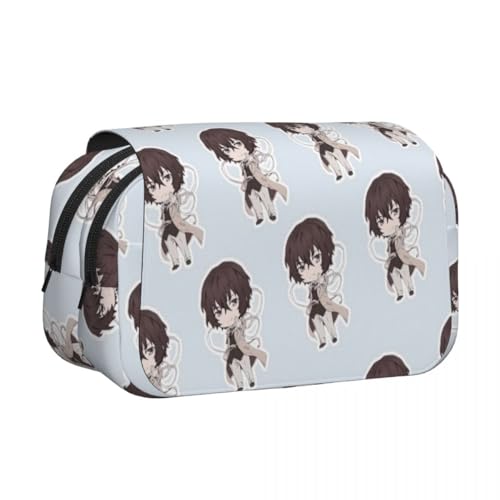 Jilijia Dazai Osamu Anime Federmäppchen BSD Cartoon Stifttasche Nakahara Chuuya/Akutagawa Ryunosuke 3D-Druck Federmäppchen Doppellagiger Reißverschluss Große Kapazität Schreibwarenbox für Jungen von Jilijia