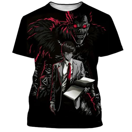 Jilijia Death Note Anime T-Shirt Anime Role Light Yagami/Ryuuku/Misa Amane 3D Cartoon Kurzarm T Anime Spiel Lose Kurzarm Top Hip Hop Top, Typ 6, XXL von Jilijia