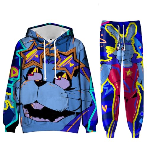 Jilijia FNAF Pullover Kapuzenpullover Sweatshirt Anzug Set Security Breach Bonnie Chica Springtrap Cartoon Hoodies für Anime Fans Warme Geschenke, Typ 4, 140/150 cm von Jilijia