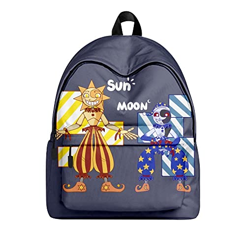 Jilijia FNAF Rucksack Sundrop Moondrop 3D Gedruckt Teenager Schulrucksack für Jungen Mädchen Spiel Cartoon Rucksack Outdoor Reiserucksack Wasserdichte Tasche, Typ 2, 30x17x40cm von Jilijia