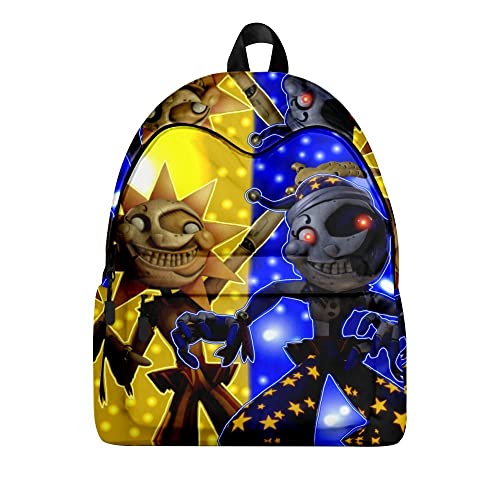 Jilijia FNAF Rucksack Sundrop Moondrop 3D Gedruckt Teenager Schulrucksack für Jungen Mädchen Spiel Cartoon Rucksack Outdoor Reiserucksack Wasserdichte Tasche, Typ 6, 30x17x40cm von Jilijia