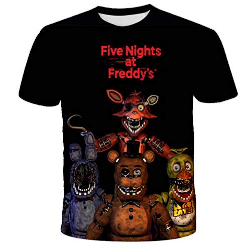 Jilijia Five Nights Game Kinder Jungen T-Shirt 3D Sommer Casual Tops FNAF Anime T-Shirt von Jilijia