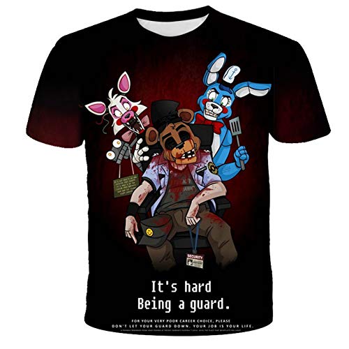 Jilijia Five Nights Game Kinder Jungen T-Shirt 3D Sommer Casual Tops FNAF Anime T-Shirt von Jilijia