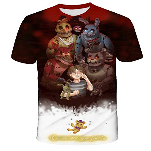 Jilijia Five Nights Game Kinder Jungen T-Shirt 3D Sommer Casual Tops FNAF Anime T-Shirt von Jilijia