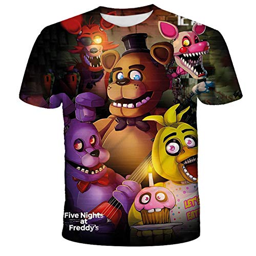 Jilijia Five Nights Game Kinder Jungen T-Shirt 3D Sommer Casual Tops FNAF Anime T-Shirt von Jilijia