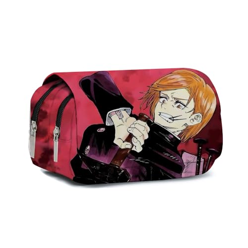 Jilijia Gojo Satoru Federmäppchen Anime Geto Suguru Fushiguro Toji Federmäppchen Cartoon-Druck Federmäppchen Große Kapazität Doppelschichten Reißverschluss Stiftebox Student Schreibwaren Box von Jilijia