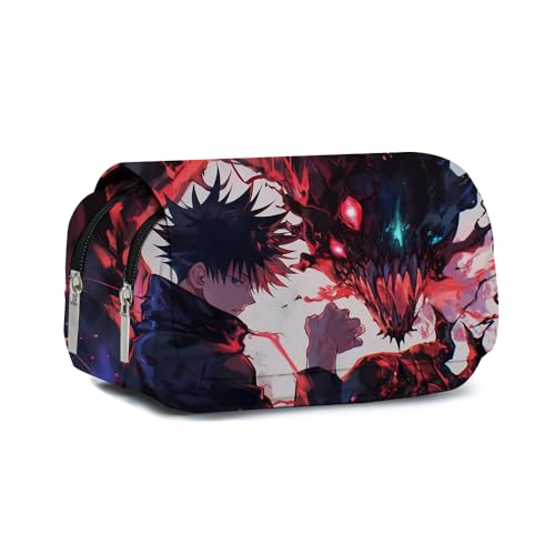 Jilijia Gojo Satoru Federmäppchen Anime Geto Suguru Fushiguro Toji Federmäppchen Cartoon-Druck Federmäppchen Große Kapazität Doppelschichten Reißverschluss Stiftebox Student Schreibwaren Box von Jilijia