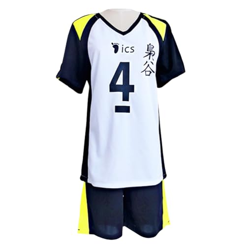 Jilijia Haikyuu T-Shirt Fukurodani Academy Volleyballtrikot Kotaro Bokuto/Akaashi Keiji Kurzarm T-Shirt + Shorts Anime Game Suitset, Fukurodani Academy Nr. 4, S von Jilijia