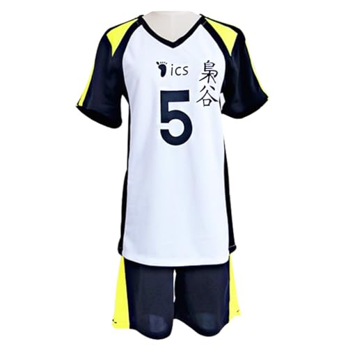 Jilijia Haikyuu T-Shirt Fukurodani Academy Volleyballtrikot Kotaro Bokuto/Akaashi Keiji Kurzarm T-Shirt + Shorts Anime Game Suitset, Fukurodani Academy Nr. 5, L von Jilijia
