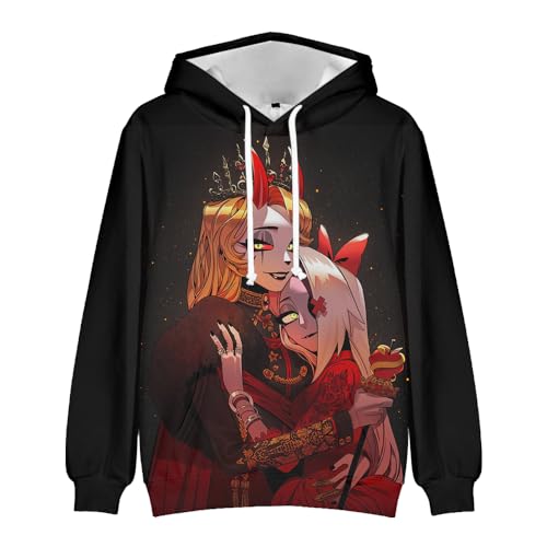 Jilijia Hazbin Hotel Hoodie 3D Druck Streetwear für Damen Herren Cartoon Cosplay Langarm Sweatshirt Kapuzenpullover, Typ 2, XL von Jilijia