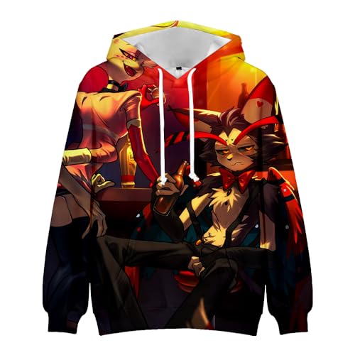 Jilijia Hazbin Hotel Hoodie 3D Druck Streetwear für Damen Herren Cartoon Cosplay Langarm Sweatshirt Kapuzenpullover, Typ 3, L von Jilijia