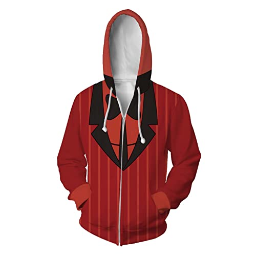 Jilijia Hazbin Hotel Hoodie Jacke Alastor/Angel Dust Cosplay Kostüme Anime 3D Printed Zip Up Cardigan Hooded Sweatshirt Mantel für Unisex, Typ 1, L von Jilijia