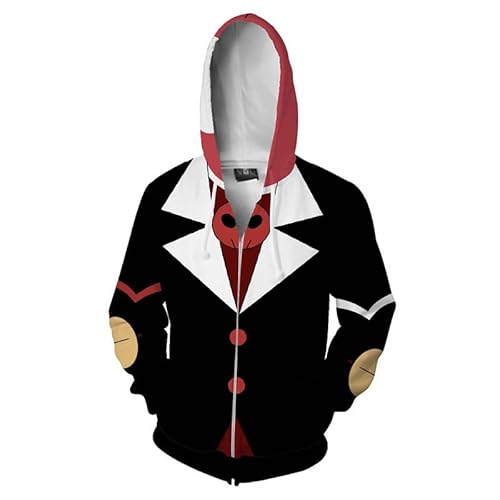 Jilijia Hazbin Hotel Hoodie Jacke Alastor/Angel Dust Cosplay Kostüme Anime 3D Printed Zip Up Cardigan Hooded Sweatshirt Mantel für Unisex, Typ 2, XL von Jilijia