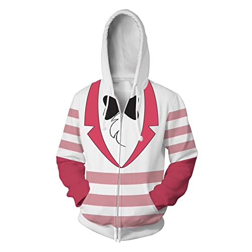 Jilijia Hazbin Hotel Hoodie Jacke Alastor/Angel Dust Cosplay Kostüme Anime 3D Printed Zip Up Cardigan Hooded Sweatshirt Mantel für Unisex, Typ 3, XL von Jilijia