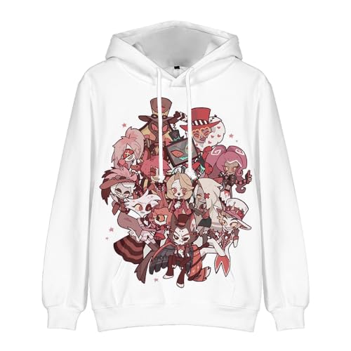 Jilijia Hazbin Hotel Hoodie Sweatshirt Alastor/Angel Dust/Charlie Morningstar/Moxxie Sport Cartoon Hoodie Anime 3D Printed Pullover Hooded Sweatshirt, Typ 7, XXS von Jilijia