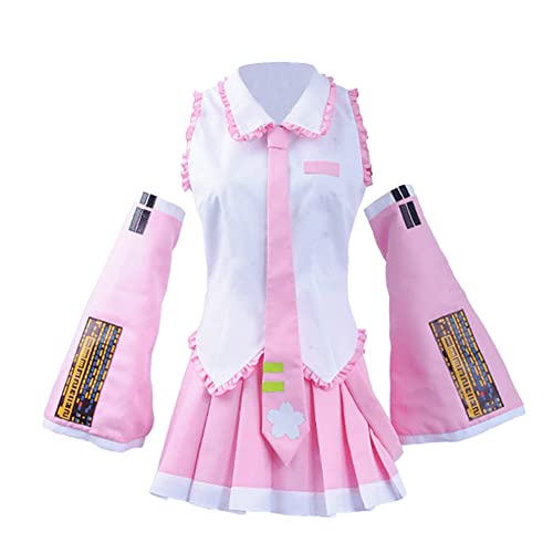 Jilijia Miku Cosplay Anime Cosplay Kostüm Kleid Schuluniform Outfit Anzug Komplettes Set Halloween Damen Mädchen Dressup Rosa von Jilijia
