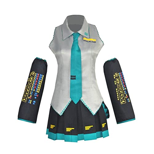 Jilijia Miku Cosplay Anime Cosplay Kostüm Kleid Schuluniform Outfit Anzug Komplettes Set Halloween Damen Mädchen Dressup Blau von Jilijia