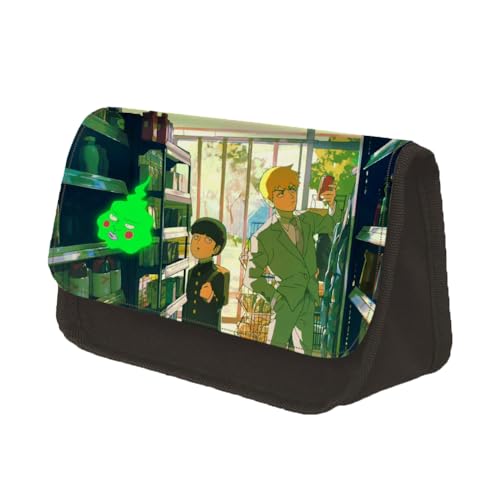 Jilijia Mob Psycho 100 Federmäppchen Cartoon Federmäppchen Anime Reigen Arataka Canvas Tasche Kageyama Shigeo Mob Anime Cartoon Charakter Kosmetiktaschen Aufbewahrungstasche, Typ 16, 22x13x7.5cm von Jilijia