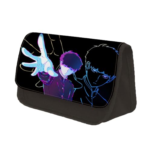 Jilijia Mob Psycho 100 Federmäppchen Cartoon Federmäppchen Anime Reigen Arataka Canvas Tasche Kageyama Shigeo Mob Anime Cartoon Charakter Kosmetiktaschen Aufbewahrungstasche, Typ 3, 22x13x7.5cm von Jilijia